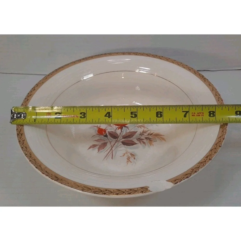 Vintage Triumph American Limoges China Vermillion‎ Rose 22K Gold Mixing Bowl
